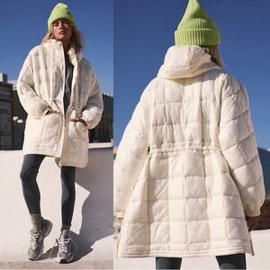 Free People Movement Patricia Packable Poncho Parka Jacket Cream